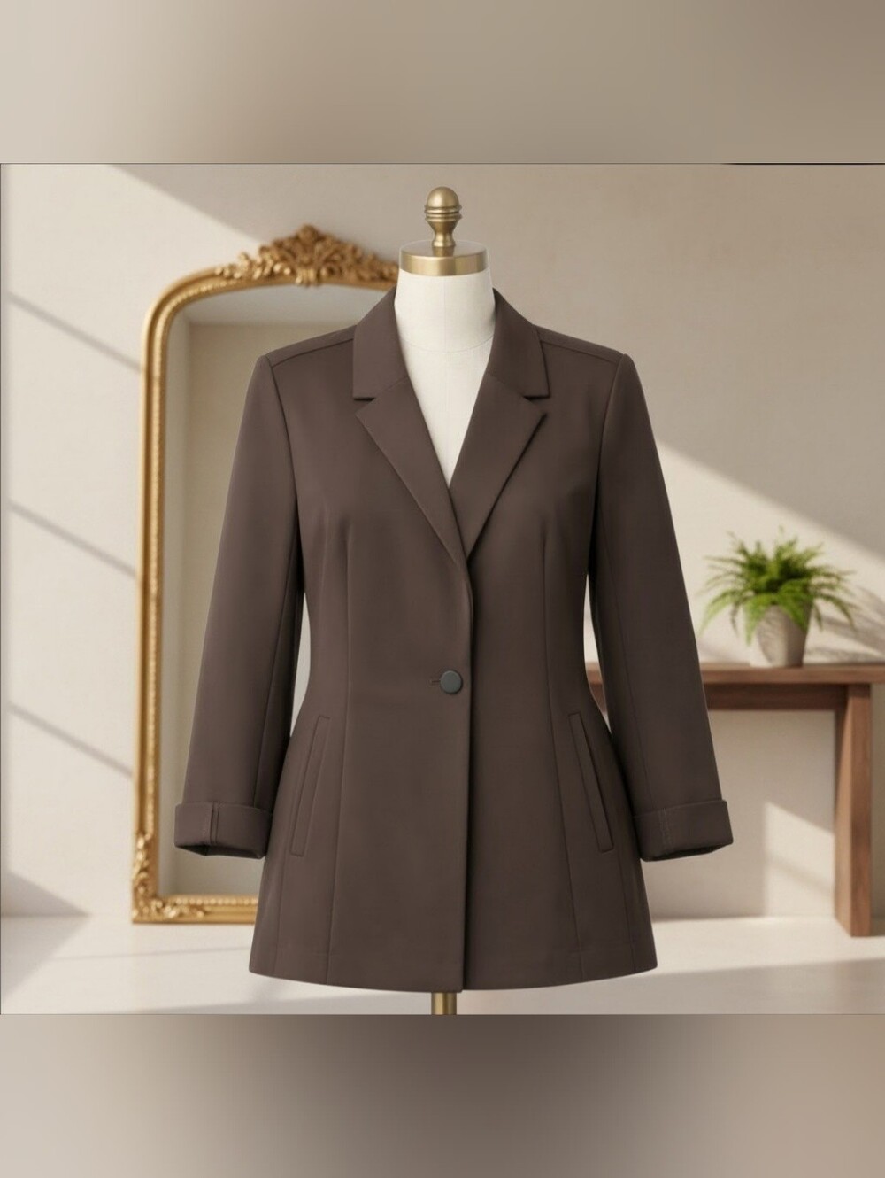 Peace Love World Brown Single-Button Blazer Jacket – Size M